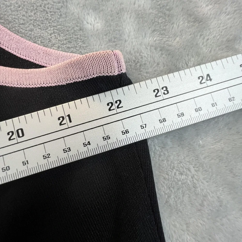 Misook Knit Cardigan Jacket Womens 1X Black Pink Trim Classic Corporate Career